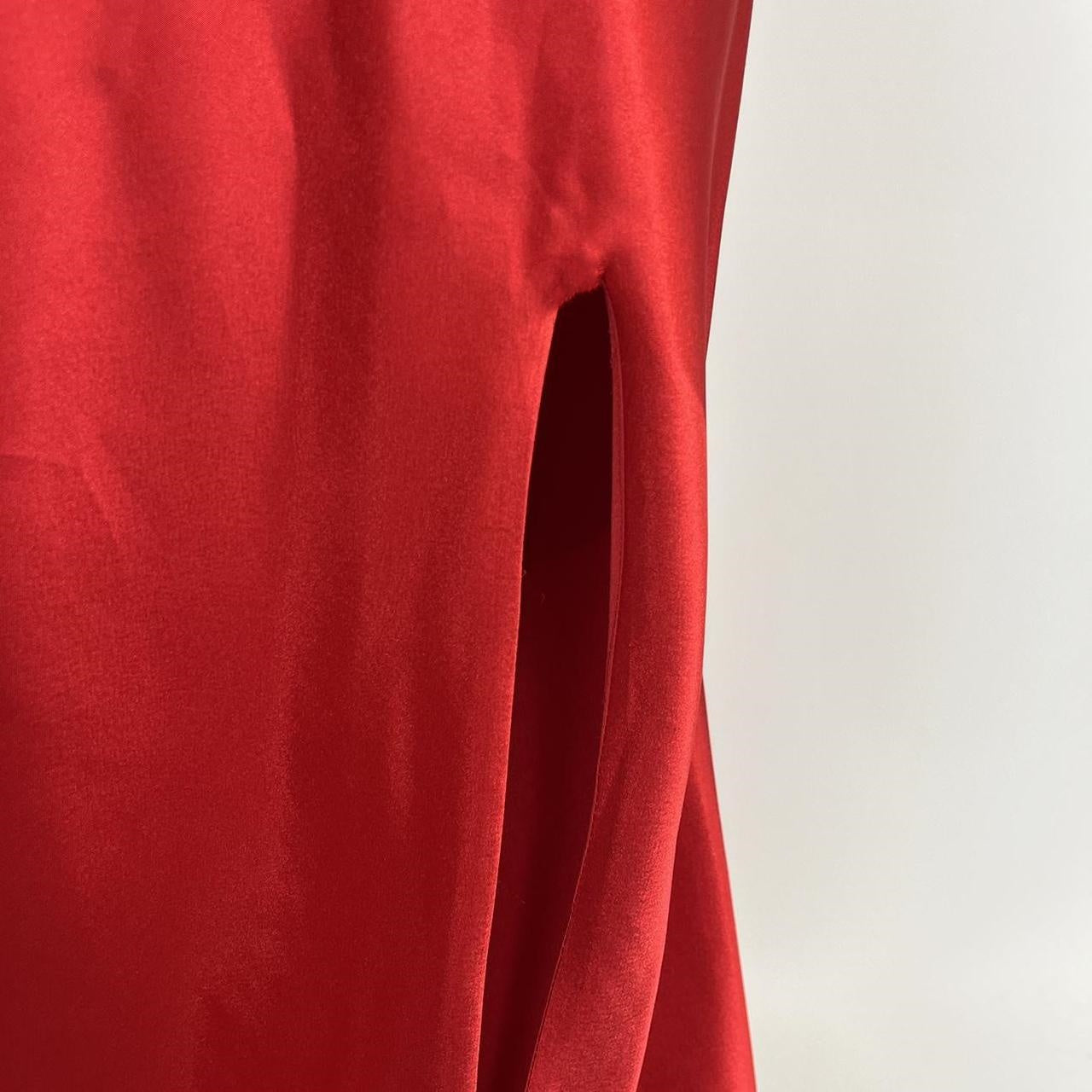 Rot schöne elegante Mode exquisite Perlen Spaghetti-Trägern lange Satin Schlitz Ballkleid Abendkleid Partykleid nv3728
