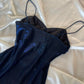 Robe de bal longue en mousseline de soie bleu marine à bretelles spaghetti brillantes, robe de soirée d'anniversaire, robe de soirée nv5388