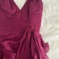 Robe de soirée longue plissée en mousseline de soie, élégante, col en V, violet prune, nv3662