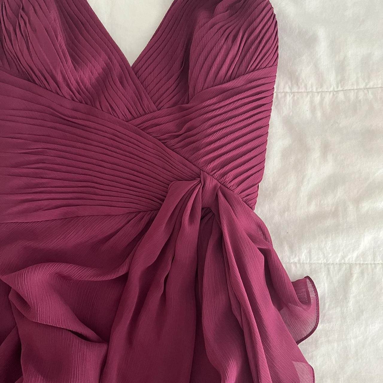 Robe de soirée longue plissée en mousseline de soie, élégante, col en V, violet prune, nv3662