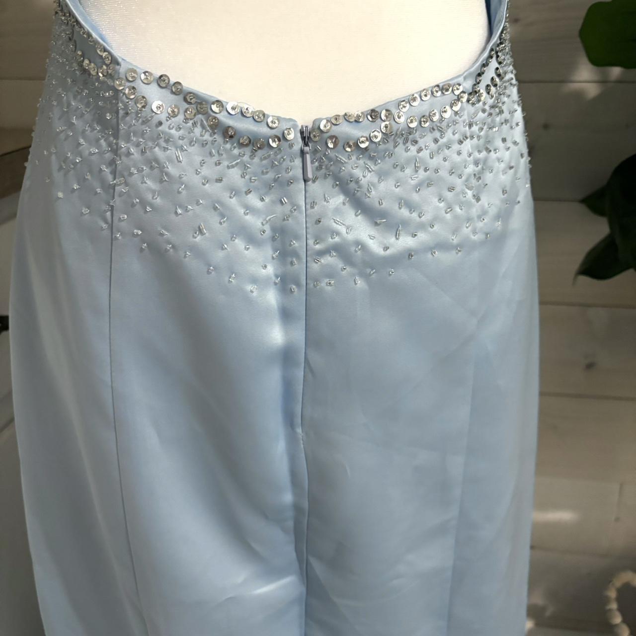 Hellblaues, atemberaubendes Cinderella-Kleid mit Pailletten und Perlen, funkelndem V-Ausschnitt, langes Satin-Ballkleid, Abendkleid, Partykleid, NV4253