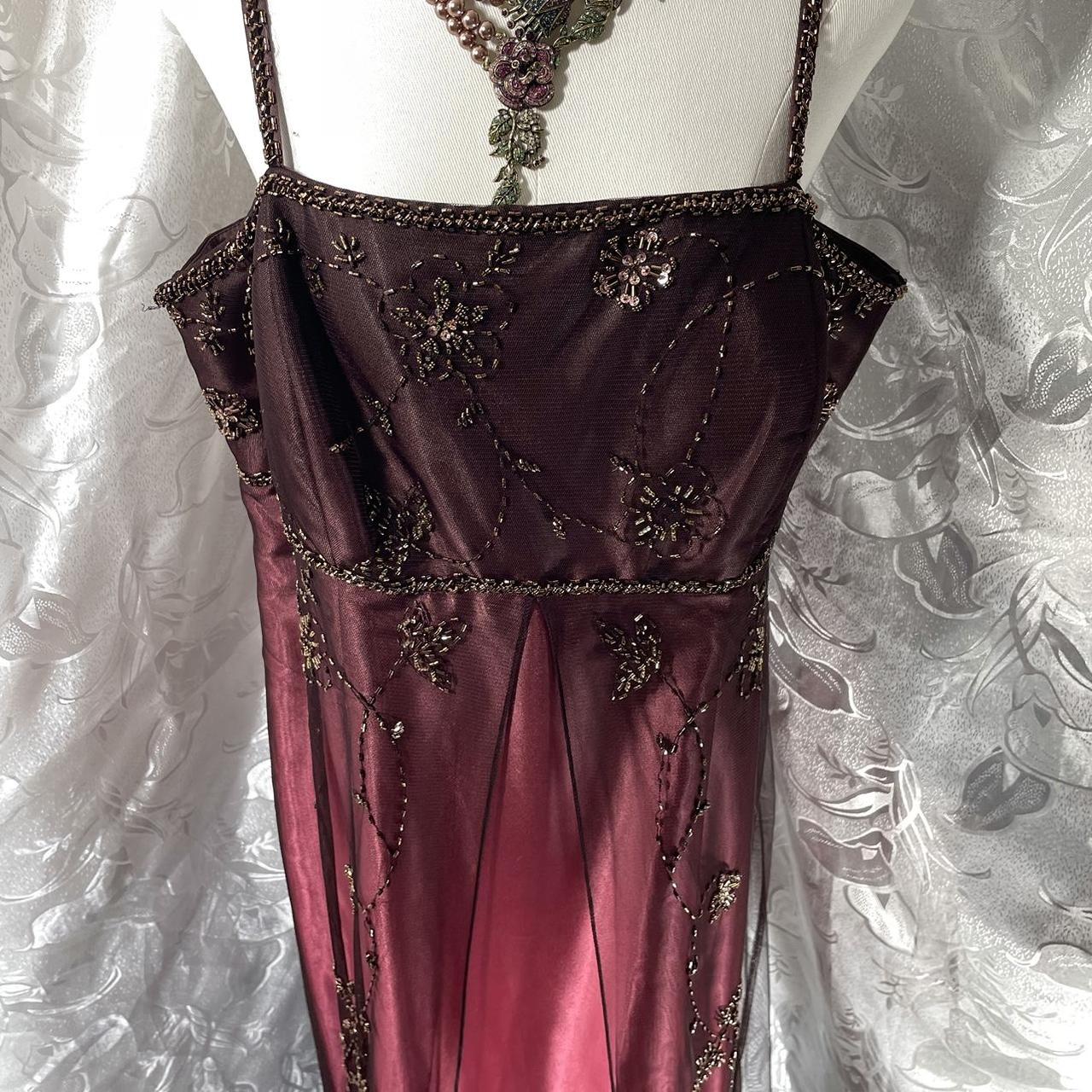 Robe de soirée longue en mousseline de soie, style rétro bordeaux, exquise, avec perles, nv5416