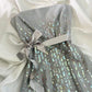 Robe courte élégante à paillettes et perles gris argenté, robe de soirée, robe de cocktail, robe de bal, robe d'anniversaire, nv4535