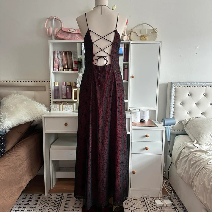 Rot Schwarz Purpurrotes Kleid Retro Mode Atemberaubend Elegant Exquisites Langes Tüll Gothic Ballkleid Abendkleid Geburtstagspartykleid Abschlussballkleid nv4250