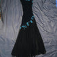 Black exquisite embroidered floral applique long chiffon ball gown evening dress nv3440