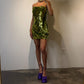 Grünes, glänzendes Paillettenkleid für den Heimkehrbereich, kurzes Cocktailpartykleid, NV4617