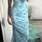 Exquisite beaded women's blue long chiffon prom dress nv5340