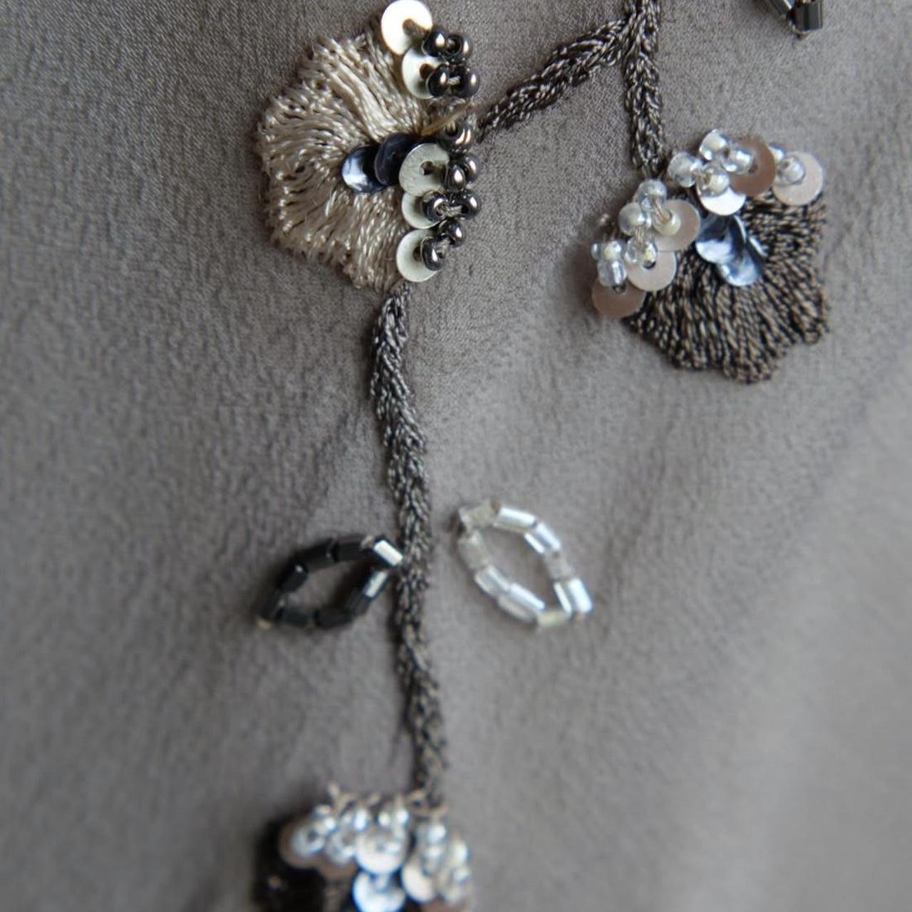 🧚🏼‍♂️Robe de soirée vintage gris chaud Y2K, style bohème, florale, brodée de perles, dos nu, robe de bal, robe de soirée, robe d'invité de mariage, nv4405