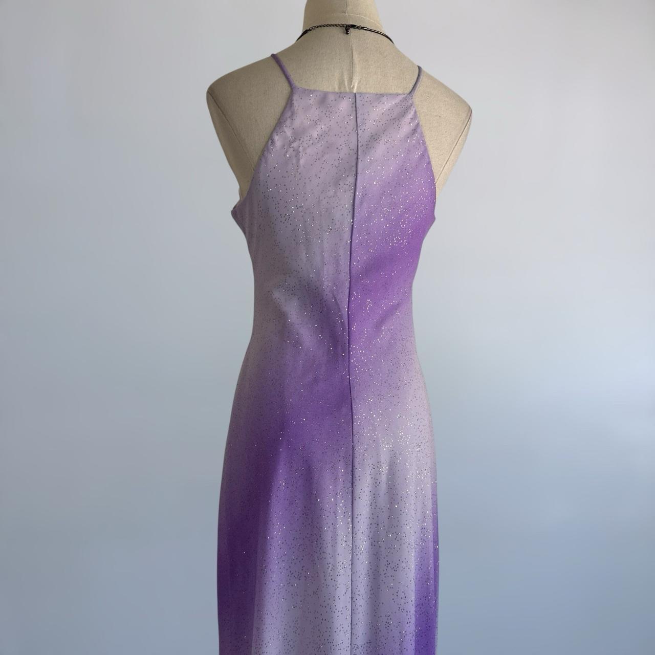 NiceVestidos-Lila-Grau Farbverlauf Pailletten Neckholder Ärmelloses bodenlanges asymmetrisches Meerjungfrauenkleid NV6179