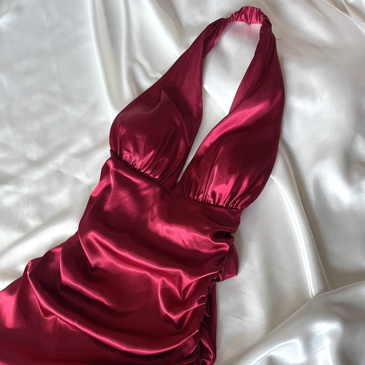 ❤️ Funkelndes rotes Retro-Kleid mit Neckholder-Ausschnitt, kurzes asymmetrisches Rüschenkleid, Heimkehrkleid, Geburtstagspartykleid, NV5386
