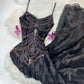 Schwarzes, exquisites, langes Chiffon-Ballkleid mit Perlen, NV5329