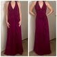 Robe de soirée longue plissée en mousseline de soie, élégante, col en V, violet prune, nv3662