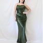 Vintage Green Long Satin Formal Prom Dress Evening Party Dress nv4985