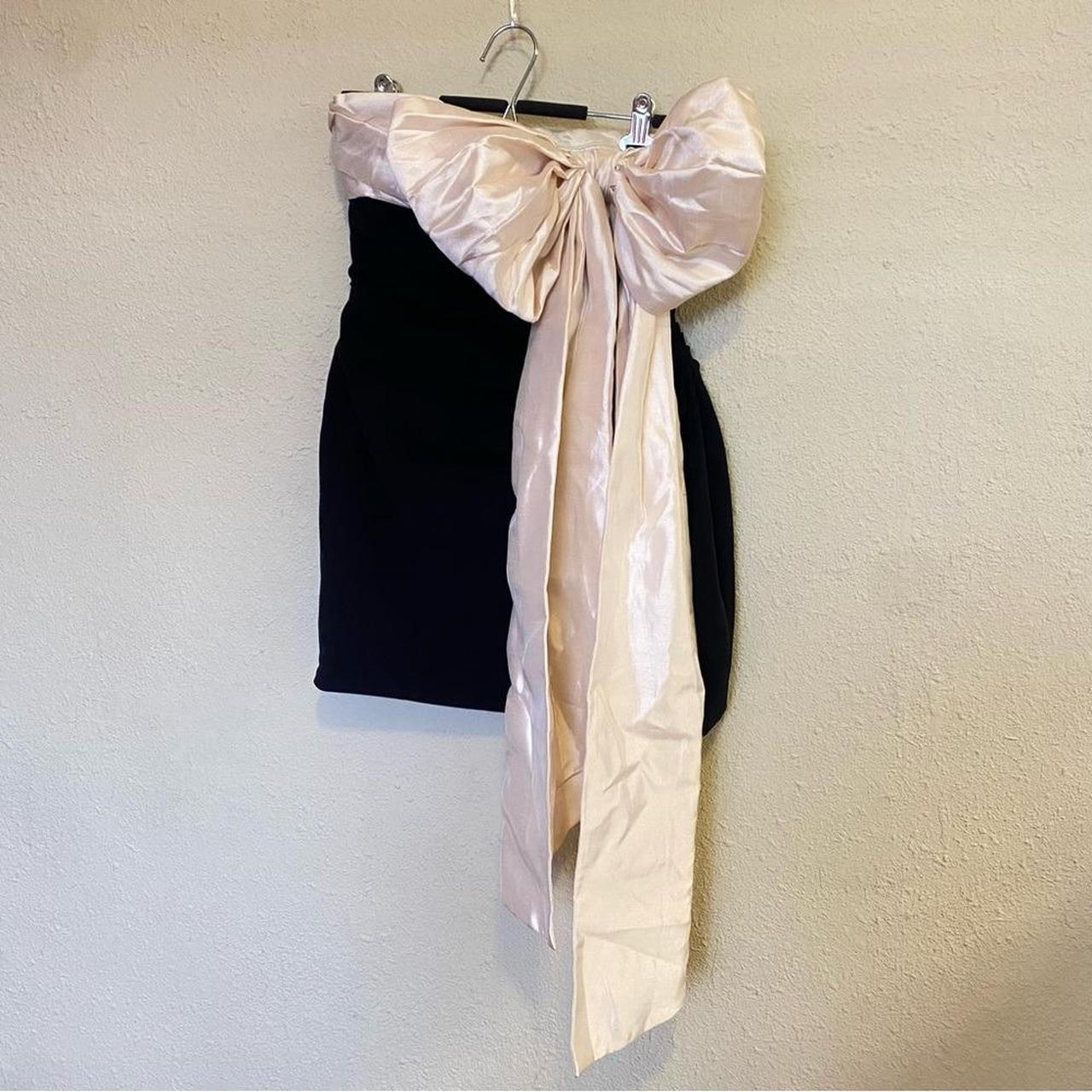 Schwarz rosa süßes kurzes Tube-Top mit Schleife aus Samt-Satin, Heimkehrkleid, Geburtstagspartykleid, NV5259