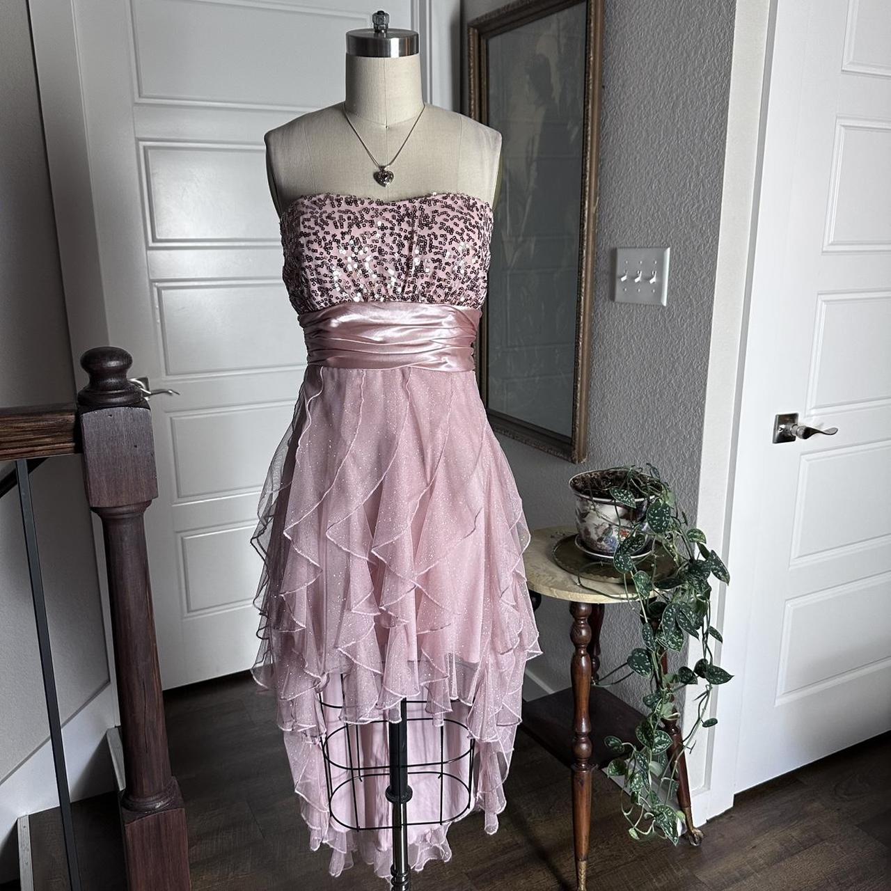 Robe de soirée courte en mousseline de soie à paillettes roses, robe de bal, robe de fête d'anniversaire, nv4665