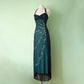 NiceVestidos - Robe de bal longue en mousseline de soie, motif floral et perles, style vert exquis, NV5653