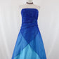 Robe de soirée longue en tulle bleu foncé brillant dégradé nv4979