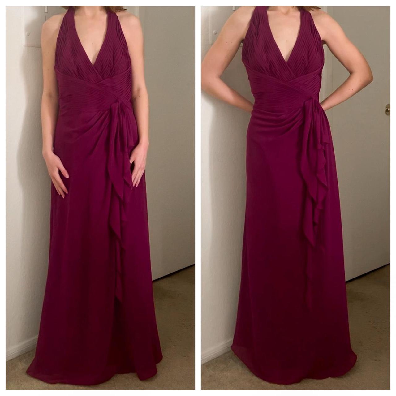 Robe de soirée longue plissée en mousseline de soie, élégante, col en V, violet prune, nv3662