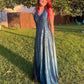Blue Gradient Fashion Exquisite Beading Vintage Long Satin Ball Gown Evening Gown Party Dress nv4583