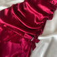 ❤️ Funkelndes rotes Retro-Kleid mit Neckholder-Ausschnitt, kurzes asymmetrisches Rüschenkleid, Heimkehrkleid, Geburtstagspartykleid, NV5386