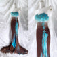 Robe sirène longue en mousseline de soie, dégradé bleu-marron, exquise, perlée, robe de bal nv5417