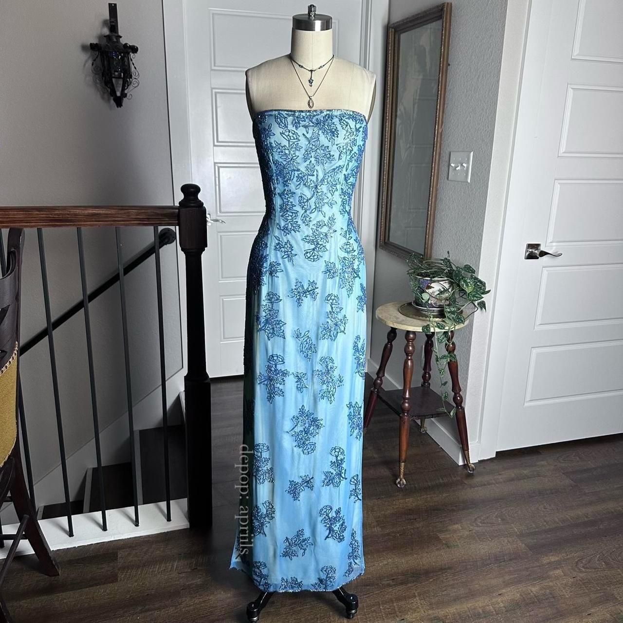 Blaues Retro-Mode-Elegantes Luxus-Wunderschönes Exquisites Ganzkörper-Perlen-Lang-Tüll-Ballkleid-Abendkleid-Partykleid-Abschlussballkleid nv3923