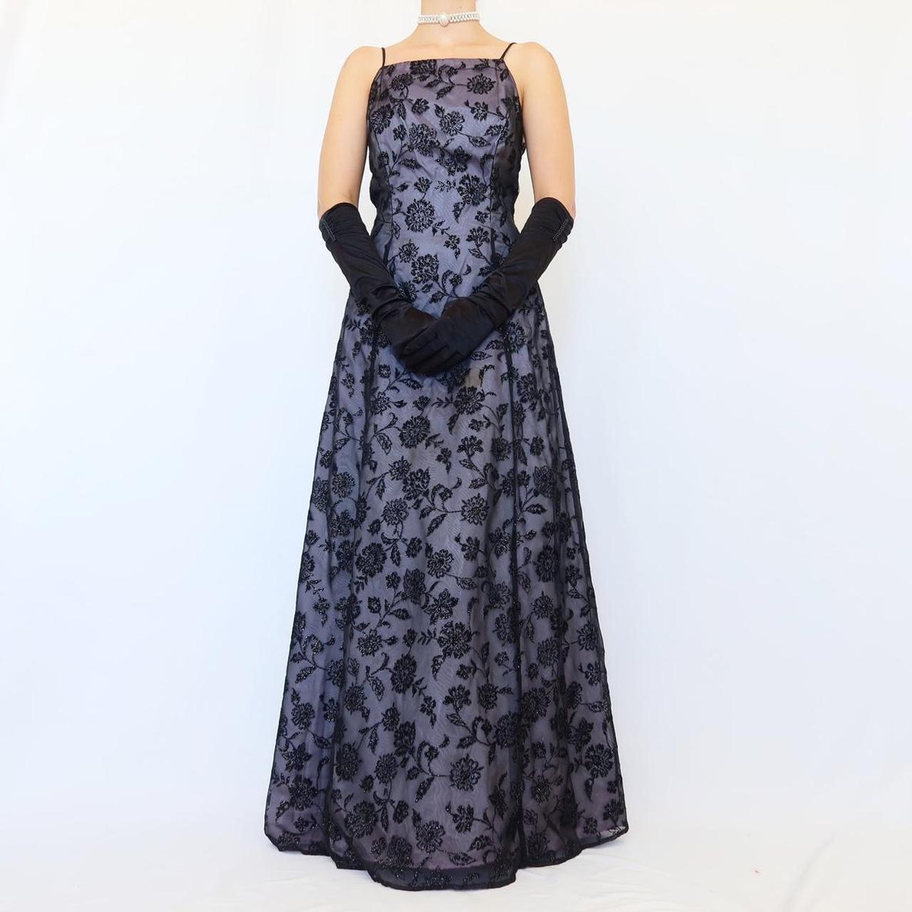 NiceVestidos-Lila exquisite florale Vintage lange Tüllkleid Abendkleid Nv5635