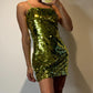 Grünes, glänzendes Paillettenkleid für den Heimkehrbereich, kurzes Cocktailpartykleid, NV4617
