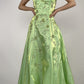 NiceVestidos - Robe de bal longue en satin vert exquis et perlé, style fée, style vintage Y2K, NV5441