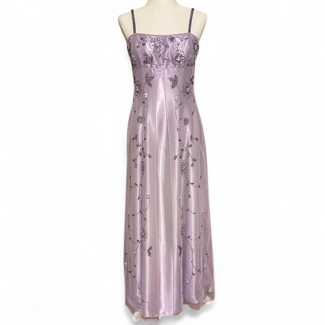 Lavendel-lila, exquisites, perlenbesetztes Spaghettiträger-Kleid aus langem Chiffon im Retro-Stil, Ballkleid NV5411