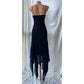 Robe de bal longue en mousseline de soie bleu marine à bretelles spaghetti brillantes, robe de soirée d'anniversaire, robe de soirée nv5388