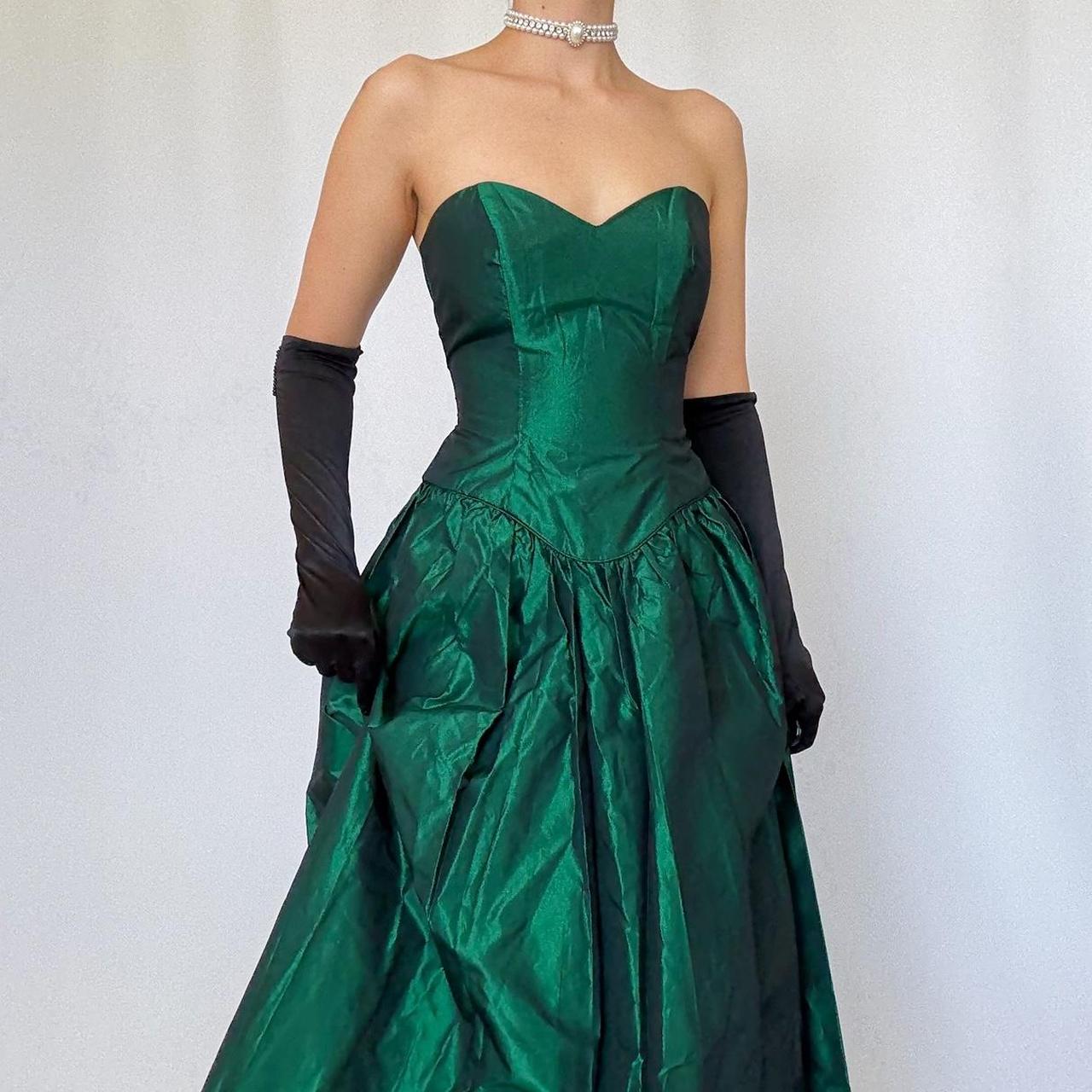 NiceVestidos-Dunkelgrün einfache Mode Retro lange Satin Kleid Abendkleid Nv5634