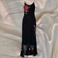 Robe de soirée asymétrique mi-longue à fleurs rouges et noires, magnifique robe de bal, robe de soirée, nv4576