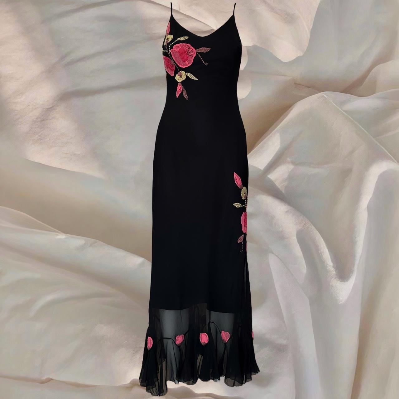 Robe de soirée asymétrique mi-longue à fleurs rouges et noires, magnifique robe de bal, robe de soirée, nv4576