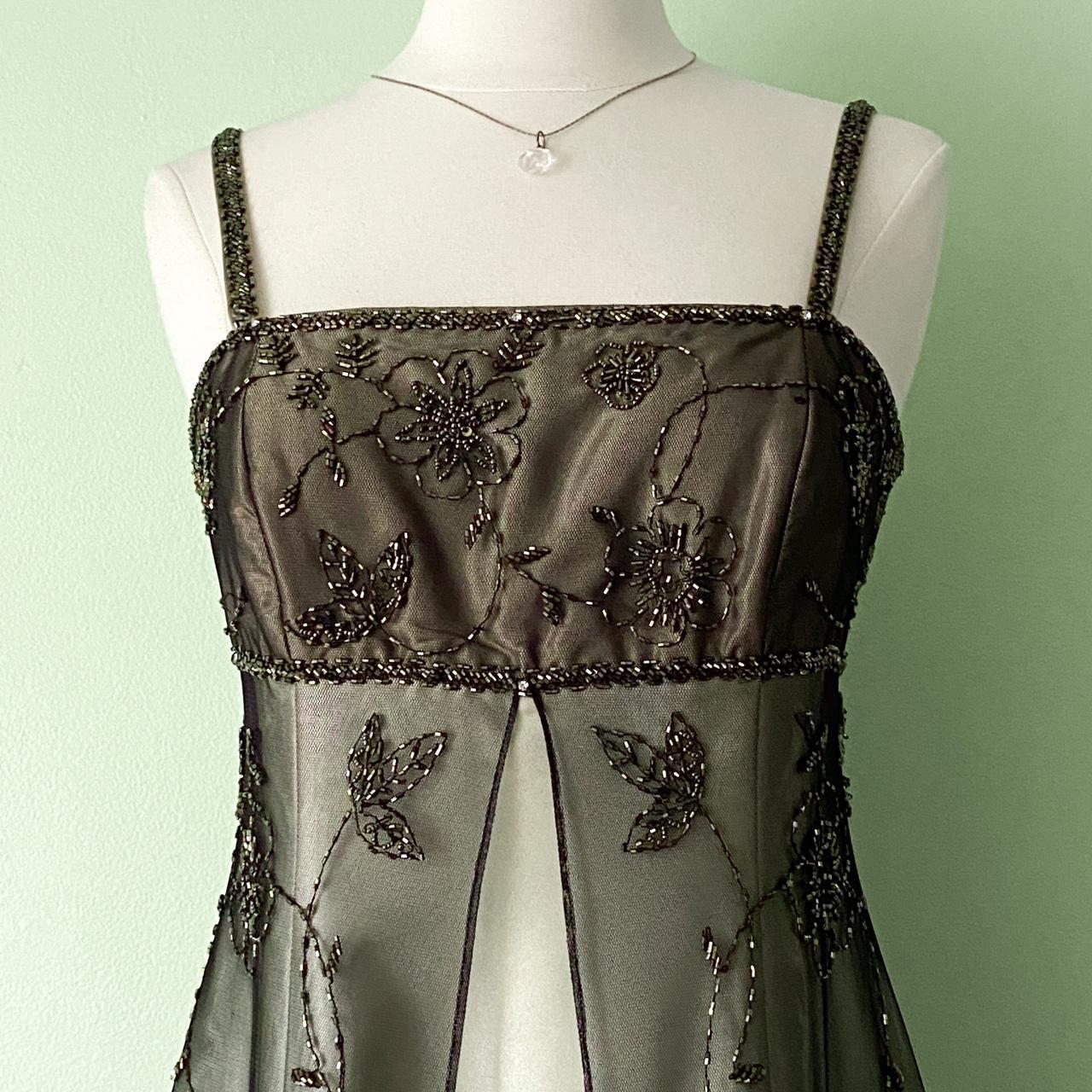 NiceVestidos - Goldfarbenes, zartes Blumenkleid mit Perlen, Vintage-Kleid, langes Tüll-Ballkleid für Damen, NV5647