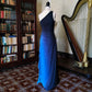 Robe de soirée longue en mousseline de soie, élégante, asymétrique épaule dénudée, bleu rétro, dégradé de mode, robe de soirée, robe de soirée nv3719