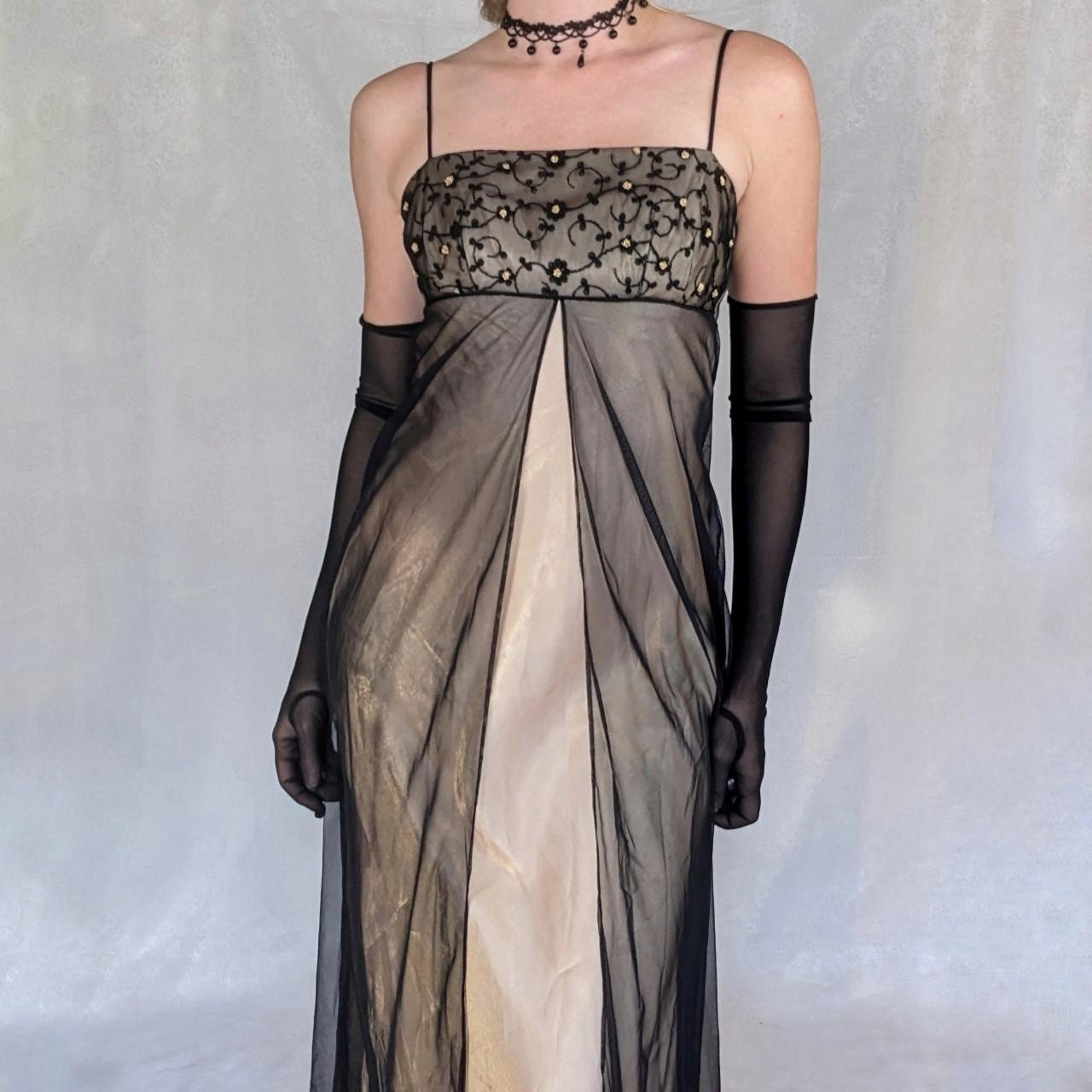 Robe de soirée longue en satin et tulle, broderie florale exquise, style vintage, noir et or, robe de bal, robe d'anniversaire, robe de bal, nv3907