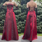 Robe de soirée longue en tulle bordeaux, élégante et vintage, à bretelles spaghetti et perles, style bal de promo, nv3757