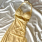 ✨Buttergelbes, modisches Hosenträgerkleid, einzigartig funkelnd, glitzernd, herzförmiger, rückenfreier Ausschnitt, Perlenquaste, langes Chiffon-Ballkleid NV5378