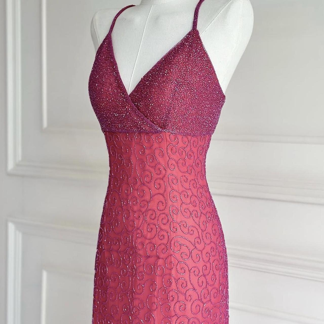 💗✨Blaugrün/Pink Vintage 90er Y2k Fee Boho Perlenstickerei Maxi Meerjungfrau Hosenträgerkleid Ballkleid Abendkleid Partykleid nv4406