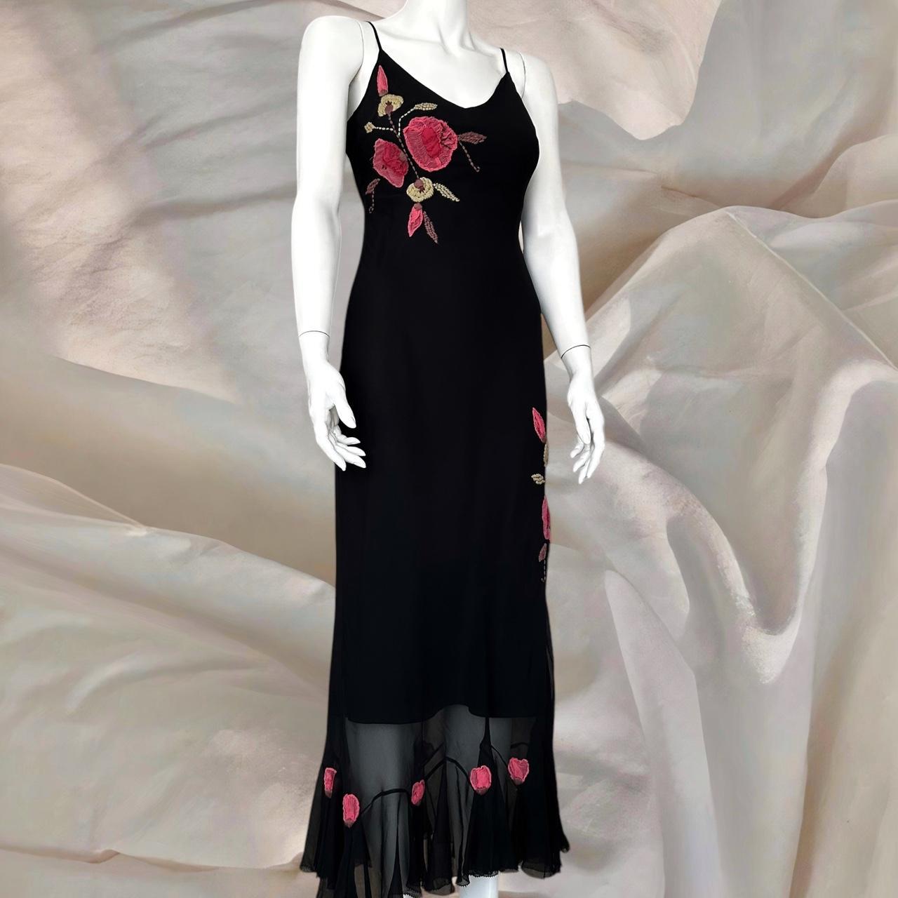Robe de soirée asymétrique mi-longue à fleurs rouges et noires, magnifique robe de bal, robe de soirée, nv4576