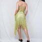Robe de soirée longue en dentelle style fée chartreuse vintage perlée, mini, robe de soirée d'anniversaire, nv4990