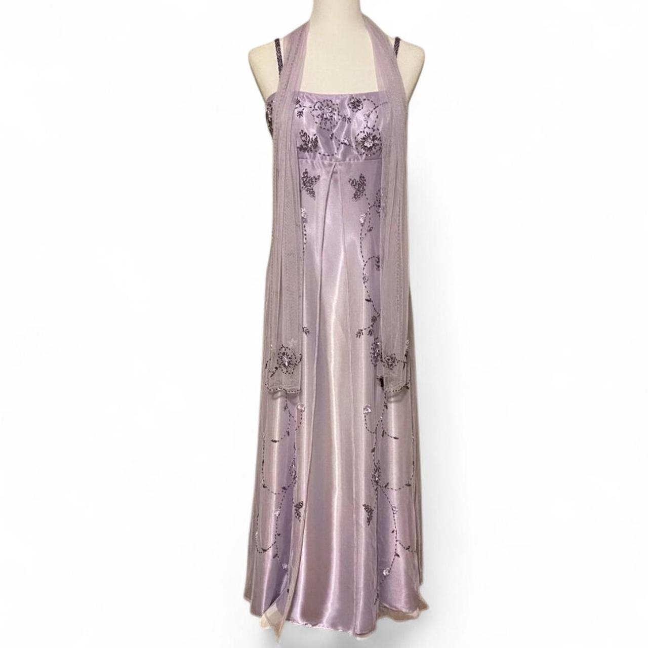 Lavendel-lila, exquisites, perlenbesetztes Spaghettiträger-Kleid aus langem Chiffon im Retro-Stil, Ballkleid NV5411