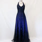 Robe de soirée longue en tulle bleu foncé à paillettes et perles, style vintage, robe de soirée nv4980