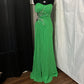 Green Beaded Off-Waist Long Chiffon Ball Gown Evening Gown Party Dress nv4603