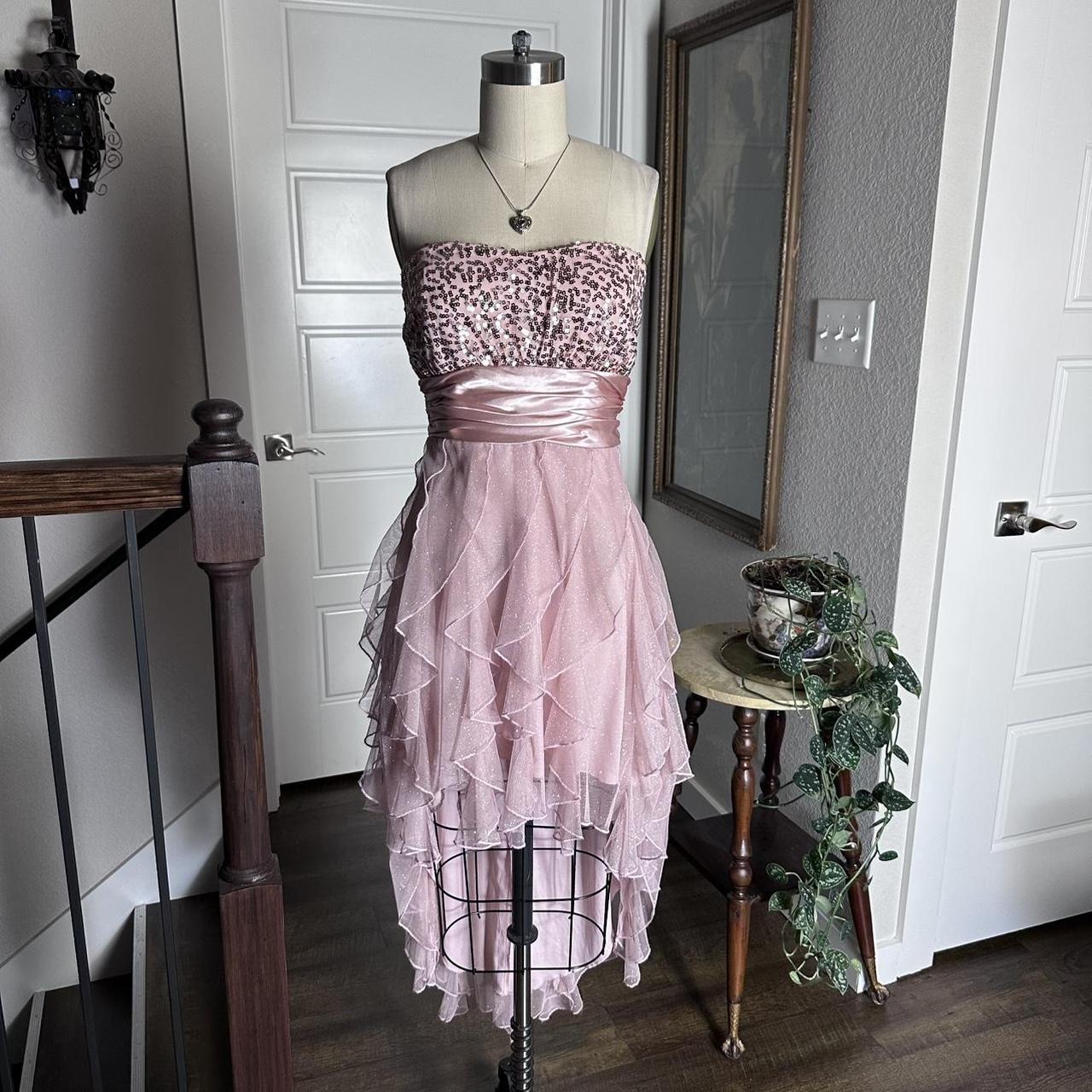 Robe de soirée courte en mousseline de soie à paillettes roses, robe de bal, robe de fête d'anniversaire, nv4665