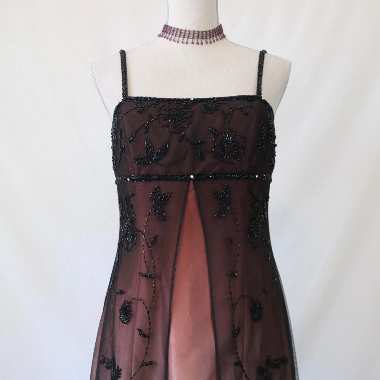 ✨Retro Empire Dress Pink Brown Exquisite Beaded Long Tulle Prom Dress Evening Dress Party Dress nv4993