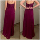Robe de soirée longue plissée en mousseline de soie, élégante, col en V, violet prune, nv3662