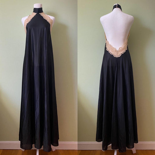 NiceVestidos - Robe de bal longue en satin noir et dentelle vintage pour femme NV5651