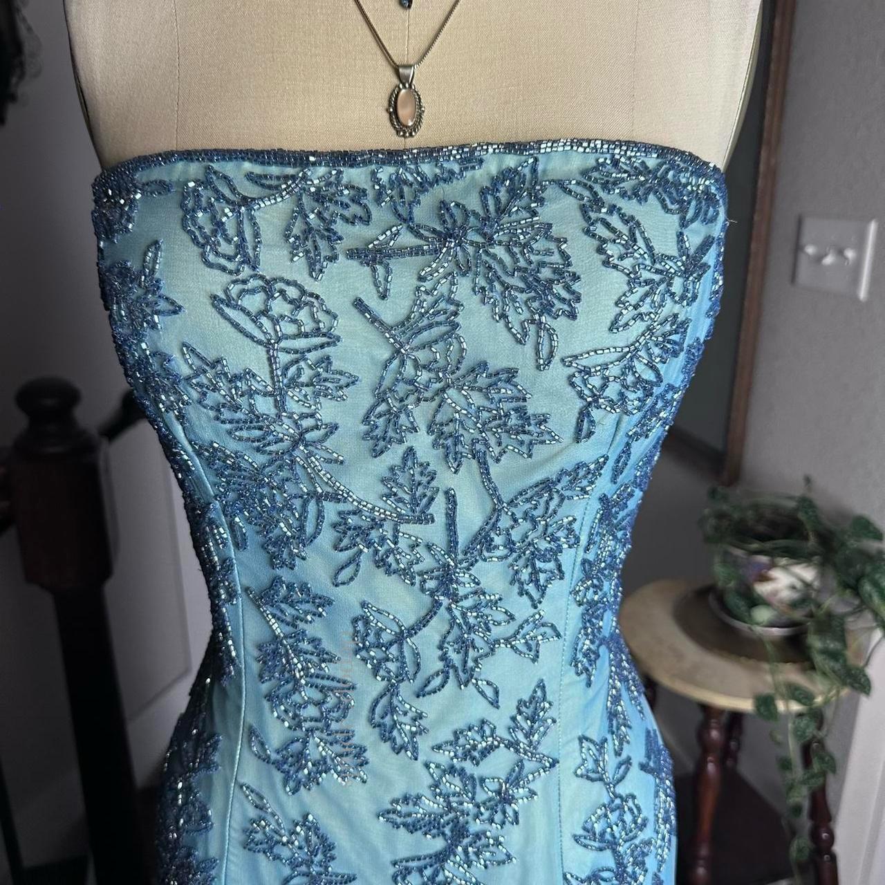 Blaues Retro-Mode-Elegantes Luxus-Wunderschönes Exquisites Ganzkörper-Perlen-Lang-Tüll-Ballkleid-Abendkleid-Partykleid-Abschlussballkleid nv3923